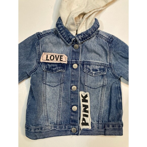 Vintage ZARA BABY GIRL x PINK PANTHER Terry Hood Denim Jacket 9-12m - Picture 11 of 16